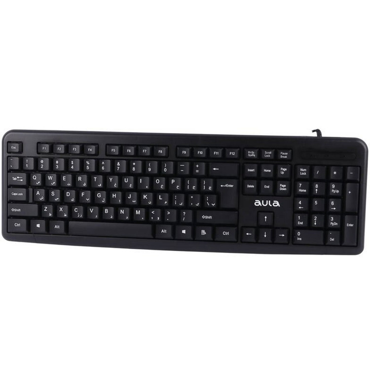 ⌨️ کیبورد سیمی آولا مدل AK209 ۱۰۴ کلیدی با حروف فارسی حکشده